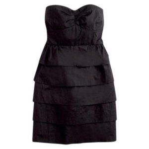 J. CREW Brynn Popplin Black Strapless Tier Dress
